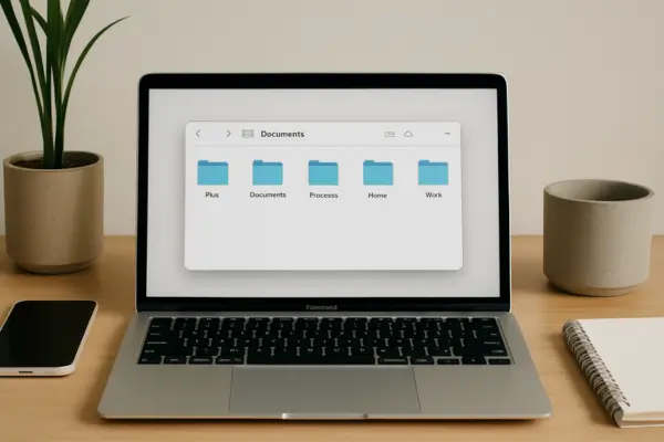 Espaço de trabalho organizado e minimalista